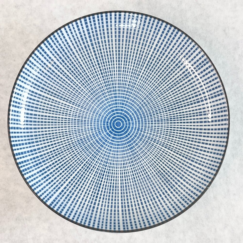 Vintage 2-Piece Set Showa Sei Pottery Tokusa Plate Set, Japanese Blue and White